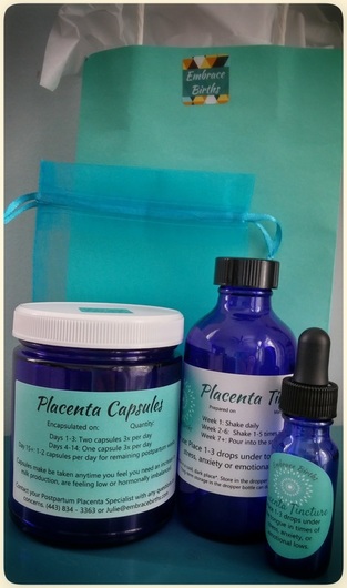 Embrace Births Placenta Encapsulation: Capsules and Tincture Products